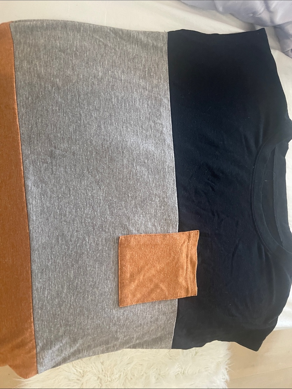 The Normal Brand Colorblock Short-Sleeve Top in Black, Gray & Copper